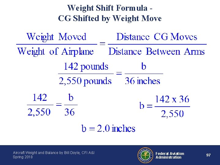 Weight Shift Formula CG Shifted by Weight Move Aircraft Weight and Balance by Bill