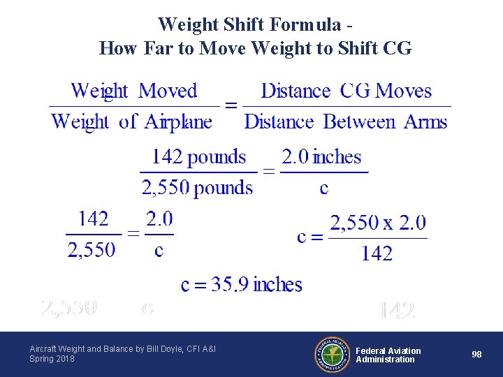 Weight Shift Formula How Far to Move Weight to Shift CG Aircraft Weight and