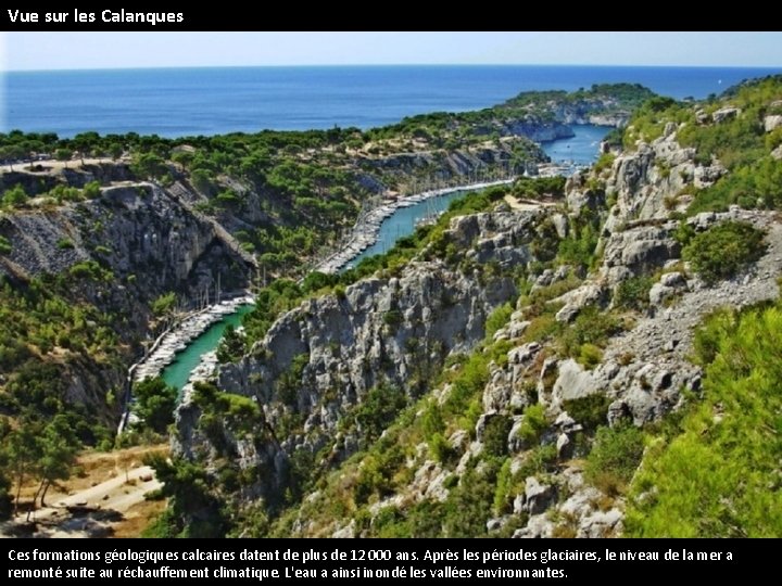 Vue sur les Calanques Ces formations géologiques calcaires datent de plus de 12 000