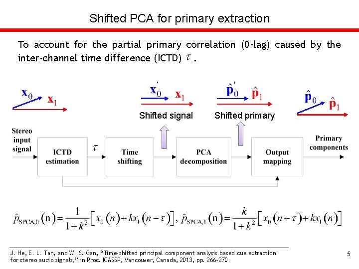 Shifted PCA for primary extraction To account for the partial primary correlation (0 -lag)