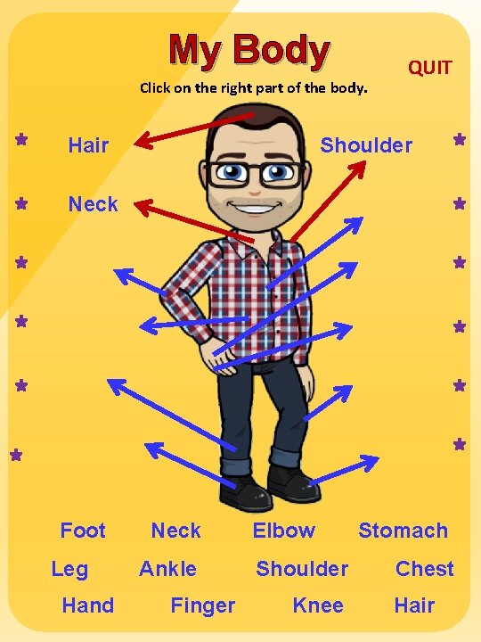 My Body Click on the right part of the body. Hair QUIT Shoulder Neck