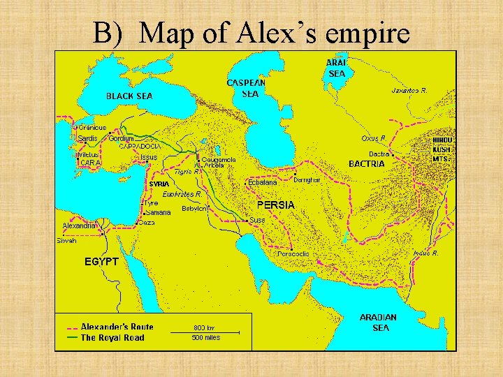 B) Map of Alex’s empire 