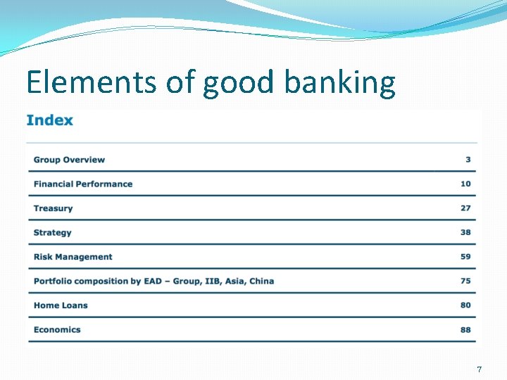 Elements of good banking 7 