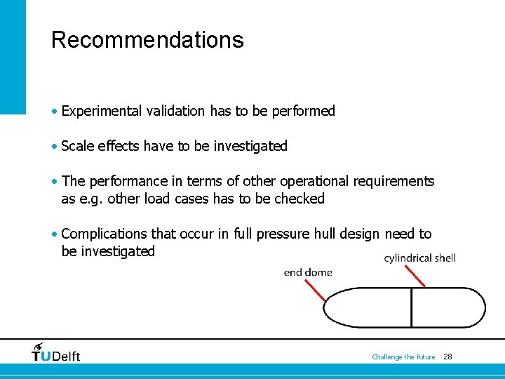 Recommendations • Experimental validation has to be performed • Scale effects have to be