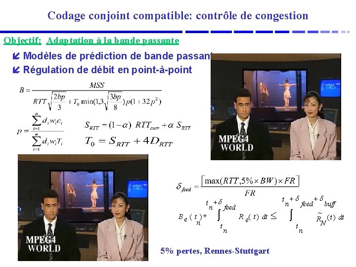 Codage conjoint compatible: contrôle de congestion Objectif: Adaptation à la bande passante í Modèles