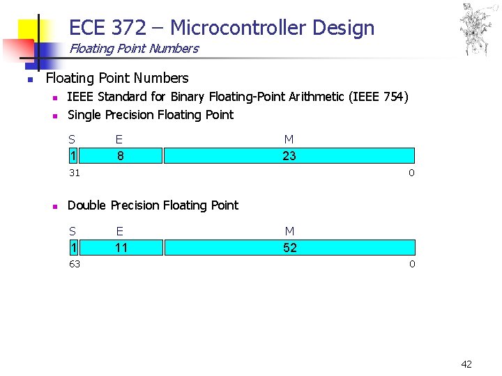 ECE 372 – Microcontroller Design Floating Point Numbers n n IEEE Standard for Binary