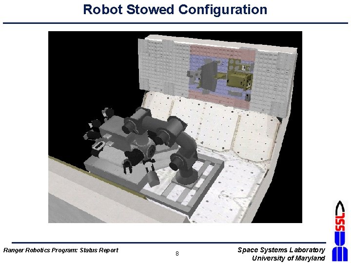 Robot Stowed Configuration Ranger Robotics Program: Status Report 8 Space Systems Laboratory University of