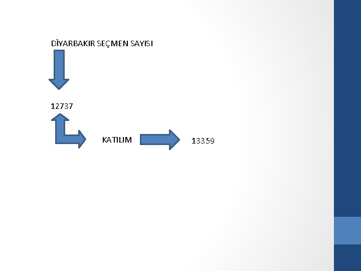 DİYARBAKIR SEÇMEN SAYISI 12737 KATILIM 13359 