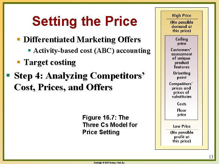 Setting the Price § Differentiated Marketing Offers § Activity-based cost (ABC) accounting § Target