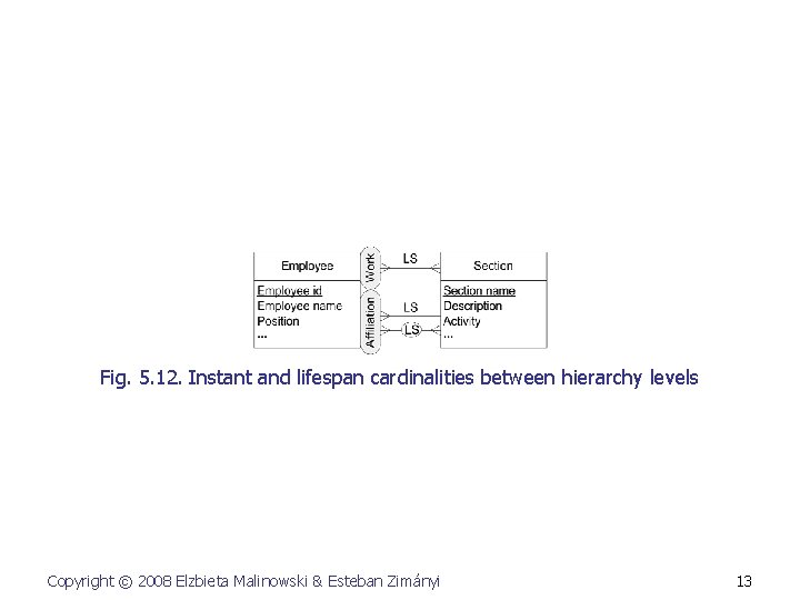 Fig. 5. 12. Instant and lifespan cardinalities between hierarchy levels Copyright © 2008 Elzbieta