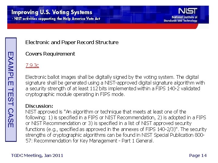Electronic and Paper Record Structure EXAMPLE TEST CASE Covers Requirement 7. 9. 3 c