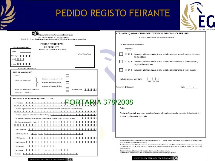 PEDIDO REGISTO FEIRANTE PORTARIA 378/2008 13 