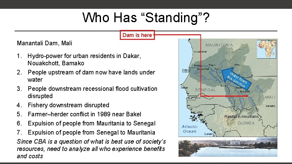 Who Has “Standing”? Dam is here Manantali Dam, Mali 1. Hydro-power for urban residents