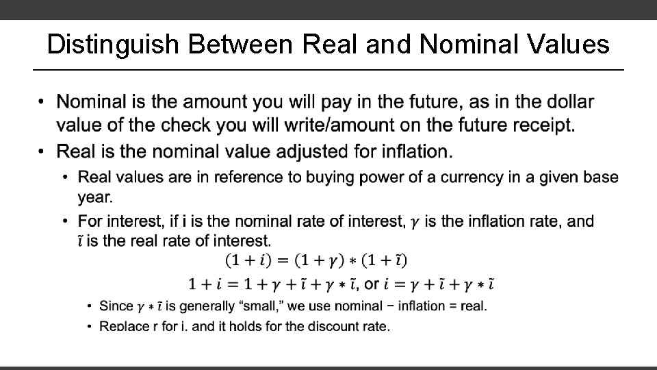 Distinguish Between Real and Nominal Values • 