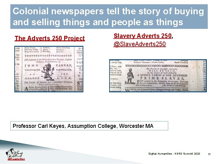 Colonial newspapers tell the story of buying and selling things and people as things