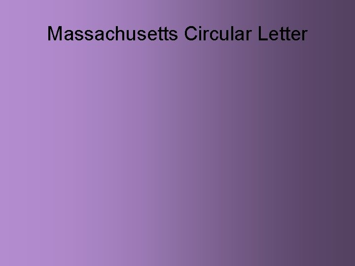 Massachusetts Circular Letter 
