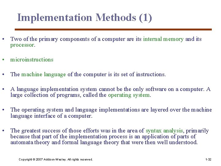 Implementation Methods (1) • Two of the primary components of a computer are its Implementation Methods (1) • Two of the primary components of a computer are its