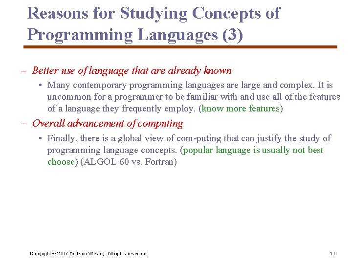 Reasons for Studying Concepts of Programming Languages (3) – Better use of language that Reasons for Studying Concepts of Programming Languages (3) – Better use of language that