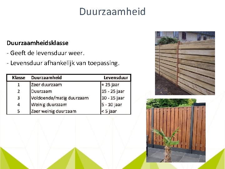 Duurzaamheidsklasse - Geeft de levensduur weer. - Levensduur afhankelijk van toepassing. 