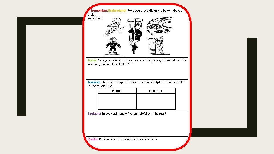 Remember/Understand: For each of the diagrams below, draw a circle around all the places