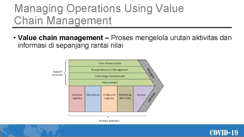 Managing Operations Using Value Chain Management • Value chain management – Proses mengelola urutan
