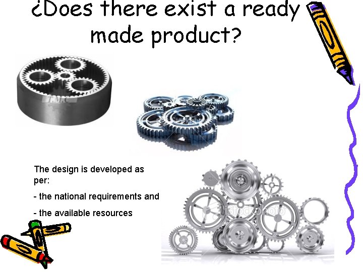 ¿Does there exist a ready made product? The design is developed as per: -