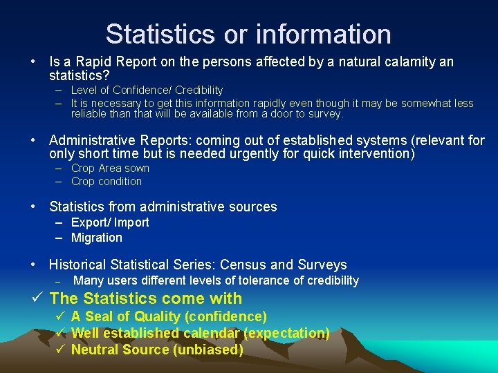 Statistics or information • Is a Rapid Report on the persons affected by a