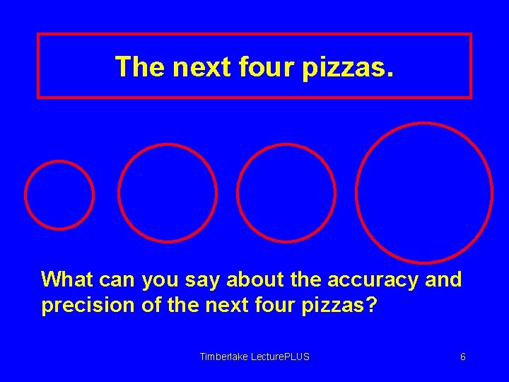 The next four pizzas. What can you say about the accuracy and precision of