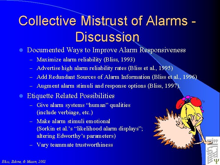 Collective Mistrust of Alarms Discussion l Documented Ways to Improve Alarm Responsiveness – Maximize