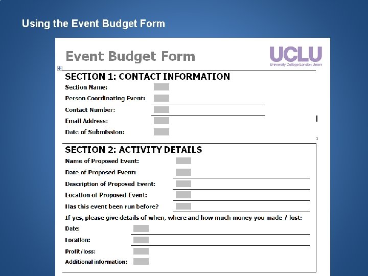 Using the Event Budget Form 