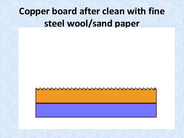 Copper board after clean with fine steel wool/sand paper 