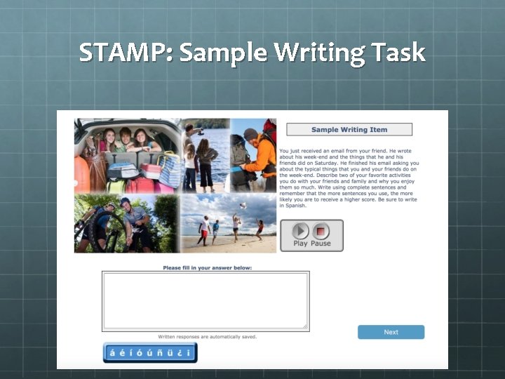 STAMP: Sample Writing Task 