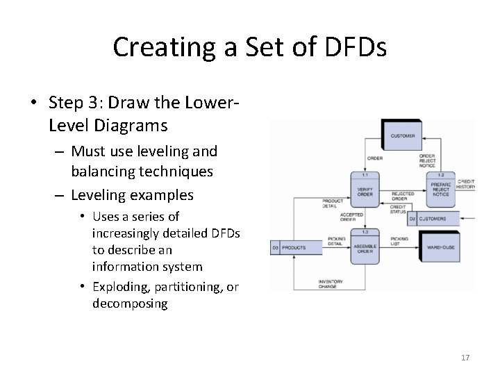 Creating a Set of DFDs • Step 3: Draw the Lower. Level Diagrams –