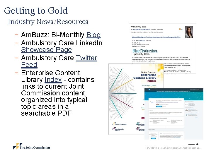 Getting to Gold Industry News/Resources − Am. Buzz: Bi-Monthly Blog − Ambulatory Care Linked.