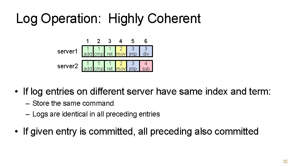 Log Operation: Highly Coherent 1 2 3 4 5 6 server 1 1 2