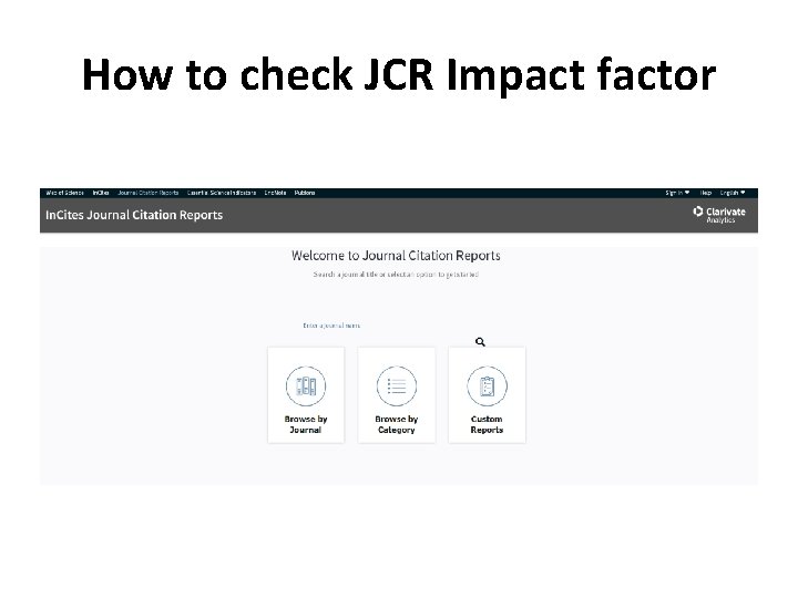How to check JCR Impact factor 