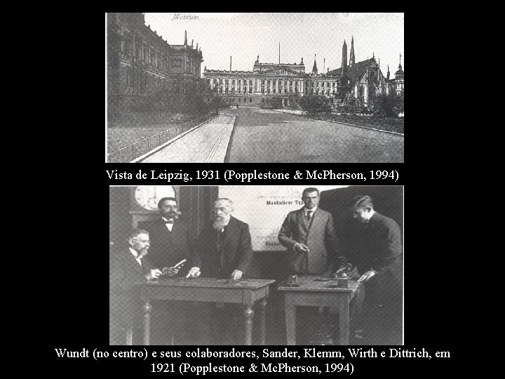 Vista de Leipzig, 1931 (Popplestone & Mc. Pherson, 1994) Wundt (no centro) e seus