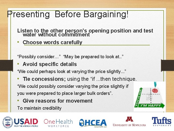 Presenting Before Bargaining! Listen to the other person’s opening position and test water without