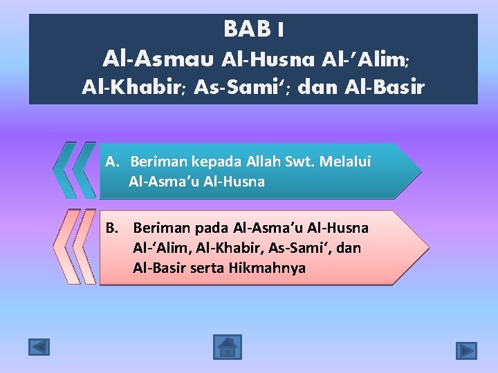 BAB I Al-Asmau Al-Husna Al-’Alim; Al-Khabir; As-Sami‘; dan Al-Basir A. Beriman kepada Allah Swt.