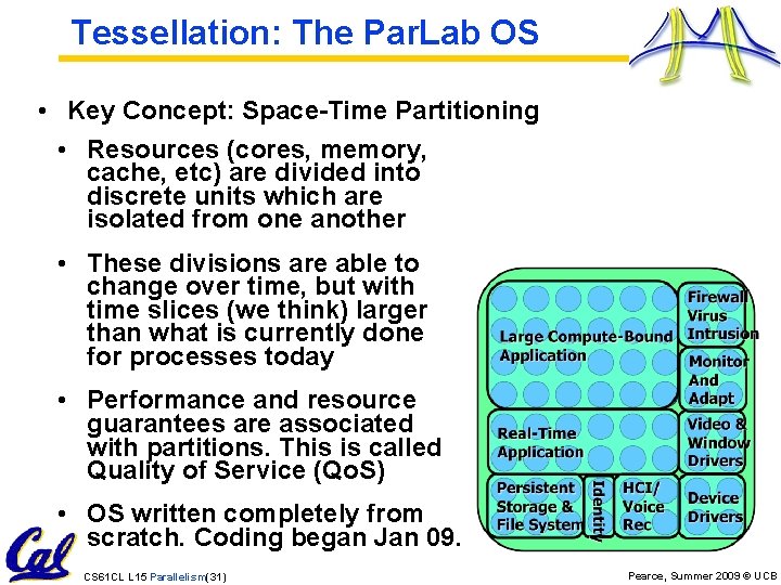 Tessellation: The Par. Lab OS • Key Concept: Space-Time Partitioning • Resources (cores, memory,