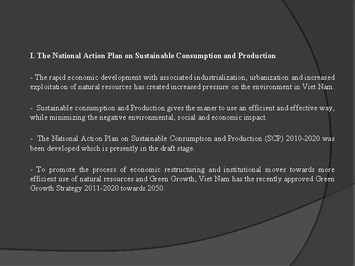 ACTION PLAN ON SUSTAINABLE CONSUMPTION AND PRODUCTION IN