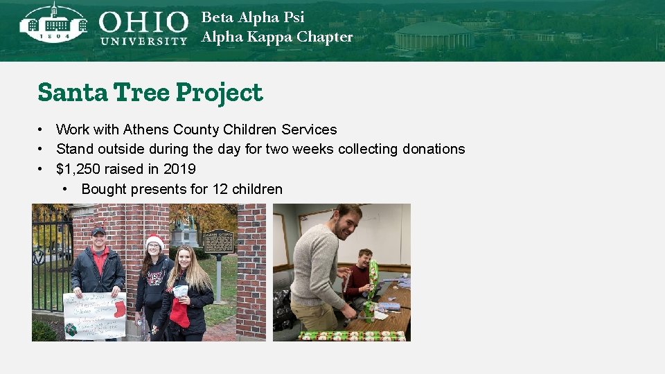 Beta Alpha Psi Alpha Kappa Chapter Santa Tree Project • Work with Athens County