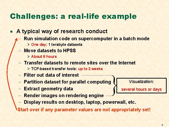 Challenges: a real-life example · A typical way of research conduct - Run simulation