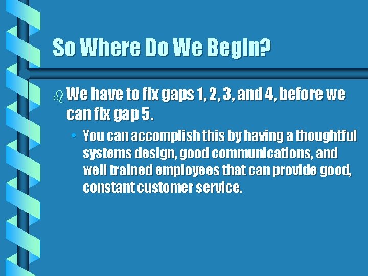 So Where Do We Begin? b We have to fix gaps 1, 2, 3,