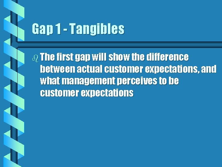 Gap 1 - Tangibles b The first gap will show the difference between actual