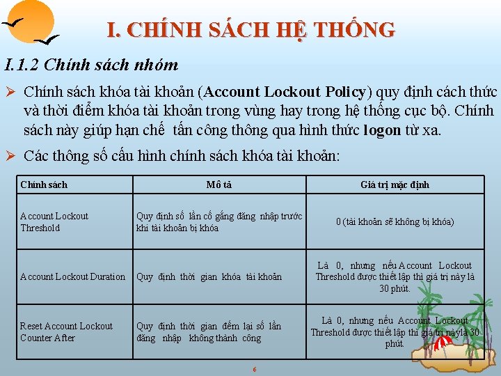 I. CHÍNH SÁCH HỆ THỐNG I. 1. 2 Chính sách nhóm Ø Chính sách