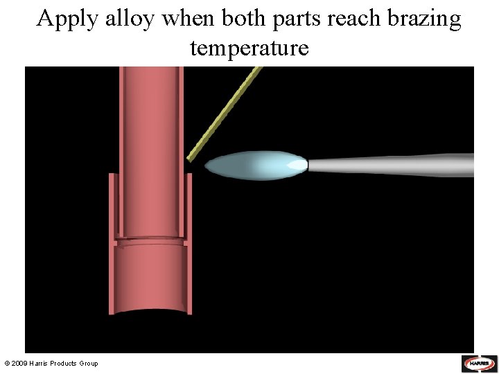 Apply alloy when both parts reach brazing temperature © 2009 Harris Products Group 