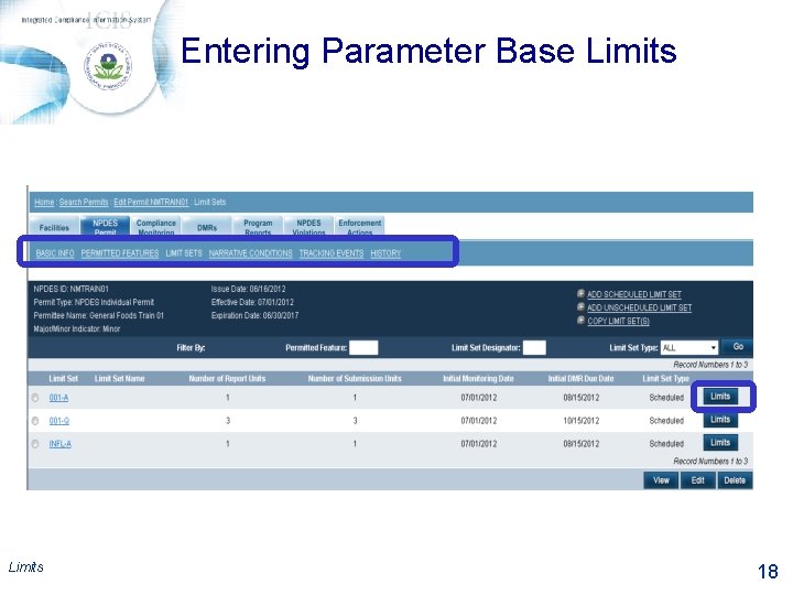 Entering Parameter Base Limits 18 