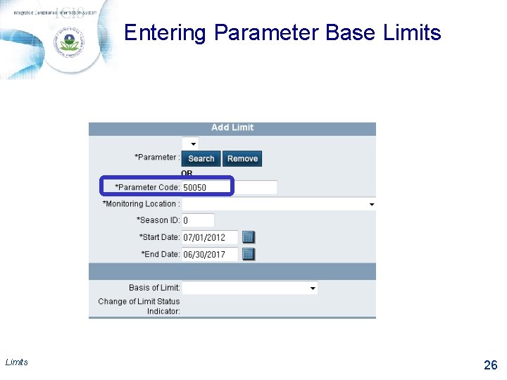 Entering Parameter Base Limits 26 