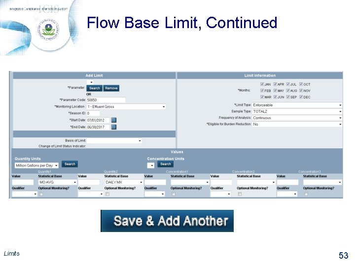 Flow Base Limit, Continued Limits 53 